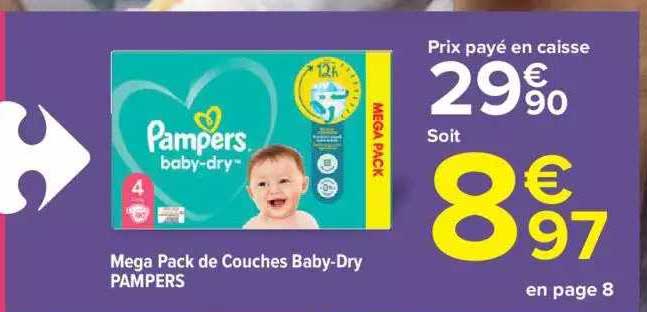 méga pack de couches baby-dry pampers