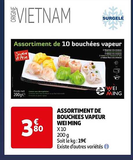 assortiment de bouchées vapeur wei ming