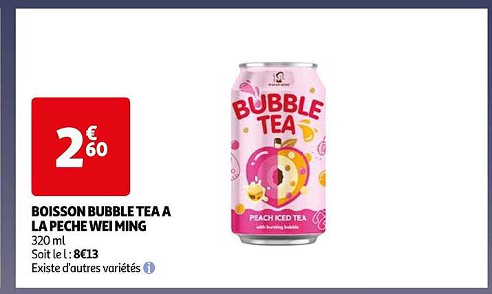 boisson bubble tea à la pêche wei ming