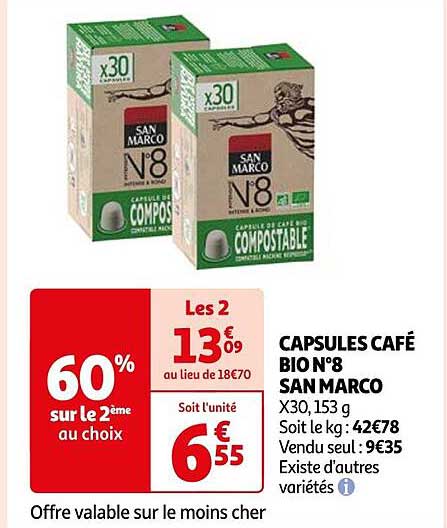 capsules café bio n°8 san marco