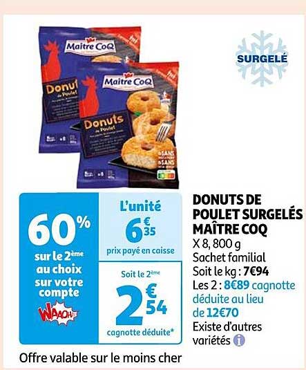 donuts de poulet surgelés maître coq