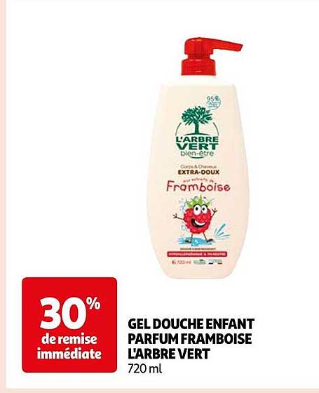 gel douche enfant parfum framboise l'arbre vert