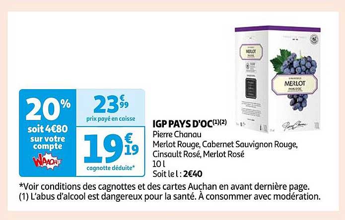 igp pays d'oc pierre chanau merlot rouge, cabernet sauvignon rouge, cinsault rosé, merlot rosé