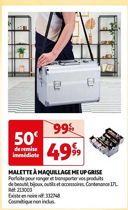 malette à maquillage me up grise