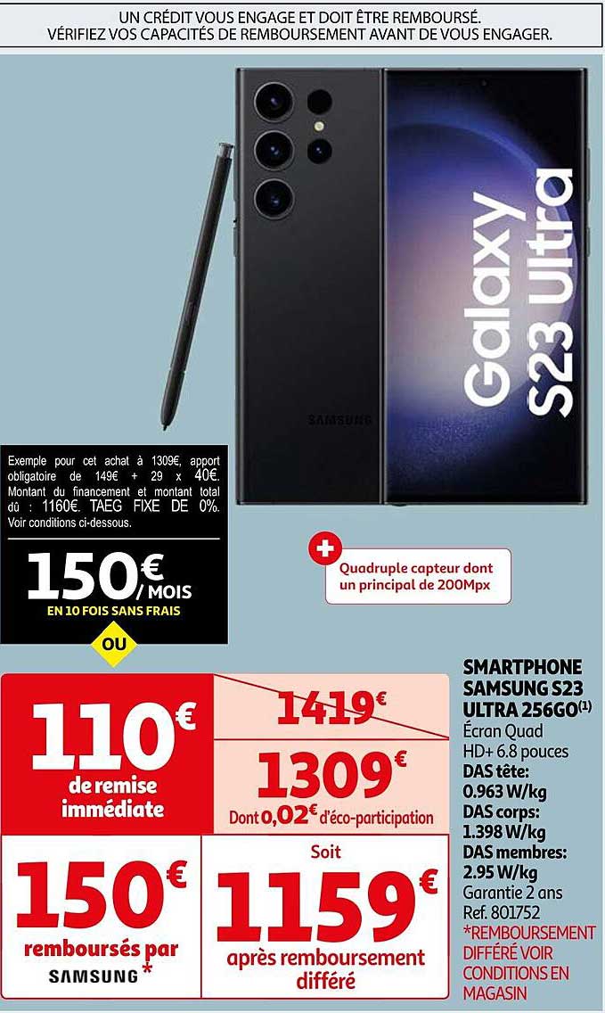 smartphone samsung s23 ultra 256go