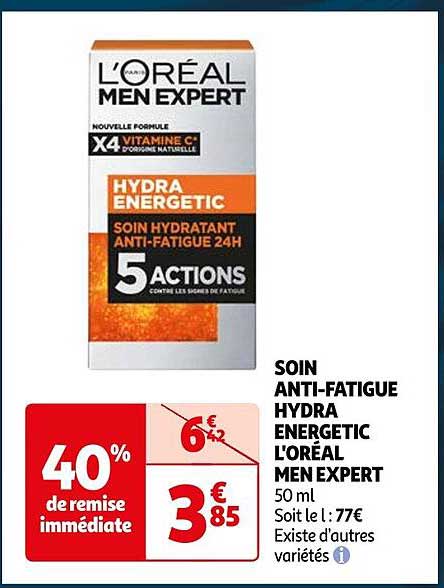 soin anti-fatique hydra energetic l'oréal men expert