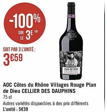 aoc côtes du rhône villages rouge plan de dieu cellier des dauphins