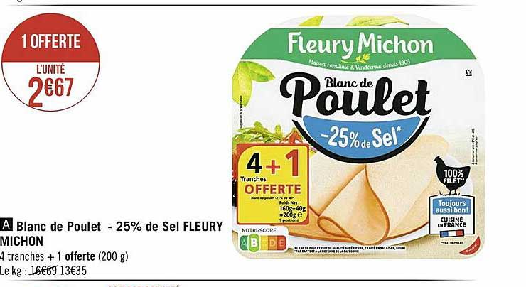 blanc de poulet -25% de sel fleury michon