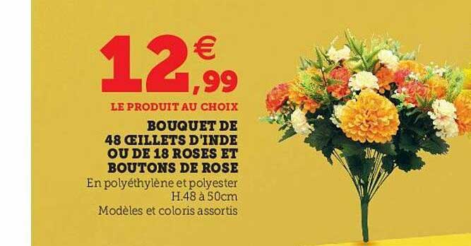 Bouquet De 48 Oeillets D'inde Ou De 18 Roses Et Boutons De Rose