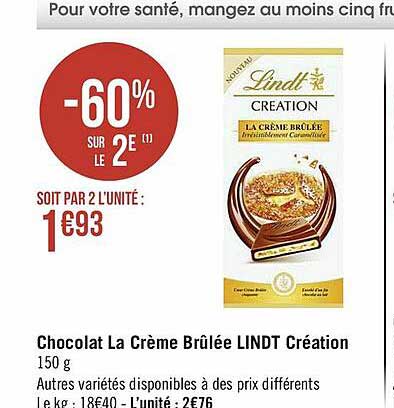 chocolat la crème brûlée lindt création