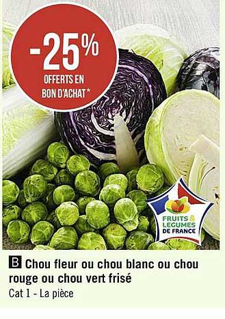 chou fleur ou chou blanc ou chou rouge ou chou vert frisé