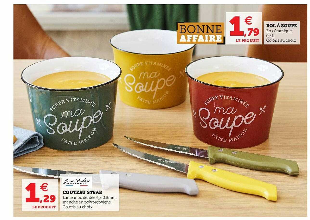 Couteau Steak, Bol à Soupe