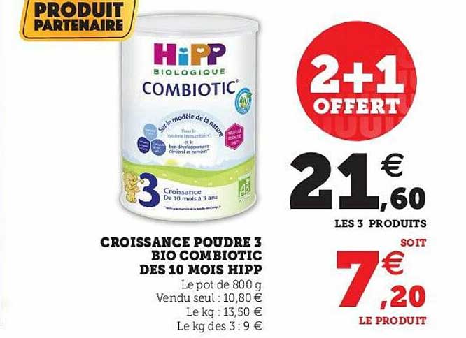 Croissance Poudre 3 Bio Combiotic Dès 10 Mois Hipp