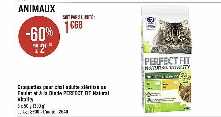 croquette pour chat adulte stérilisé au poulet et à la dinde perfect fit natural vitality