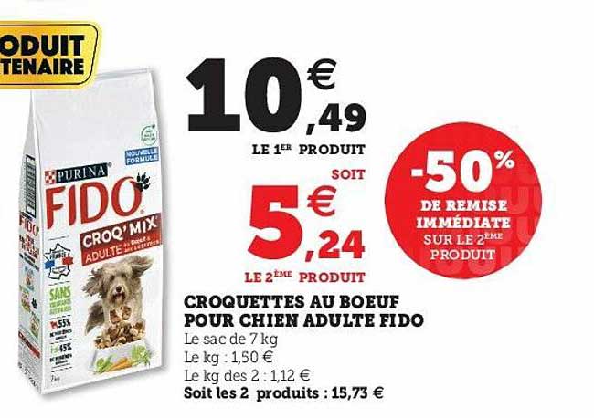 Croquettes Au Bœuf Pour Chien Adulte Fido