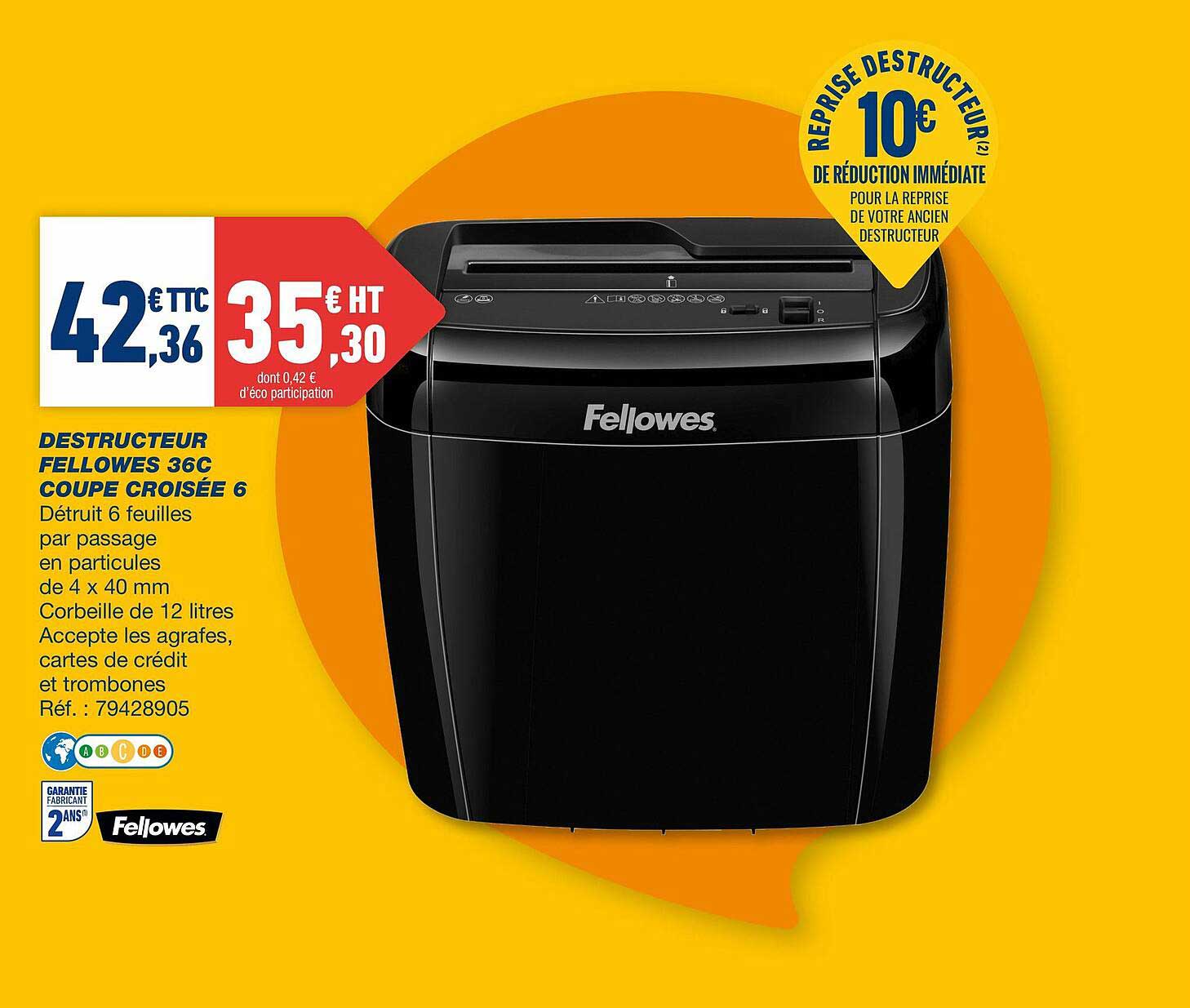 destructeur fellowes 36c coupe croisée 6