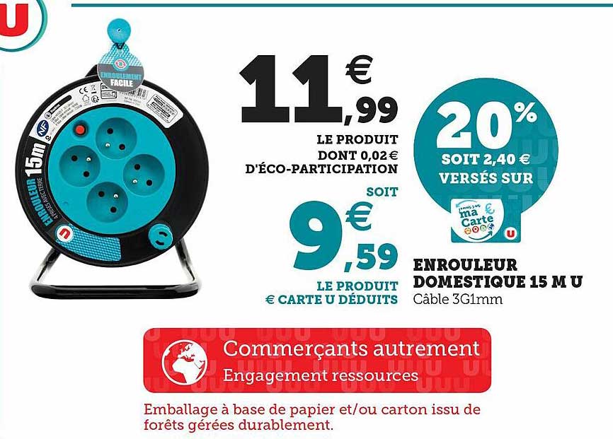 enrouleur domestique 15 m u