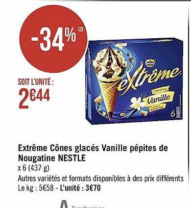 Extrême Cônes Glacés Vanille Pépites De Nougatine Nestlé