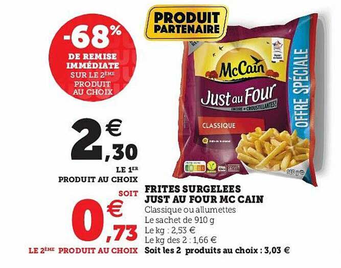 frites surgelées just au four mc cain
