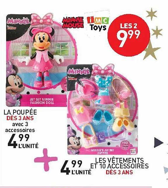 la poupée minnie mouse, les vêtements et 10 accessoires