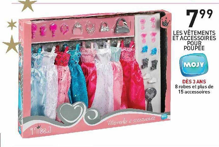 les vêtements et accessoires pour poupée mojy