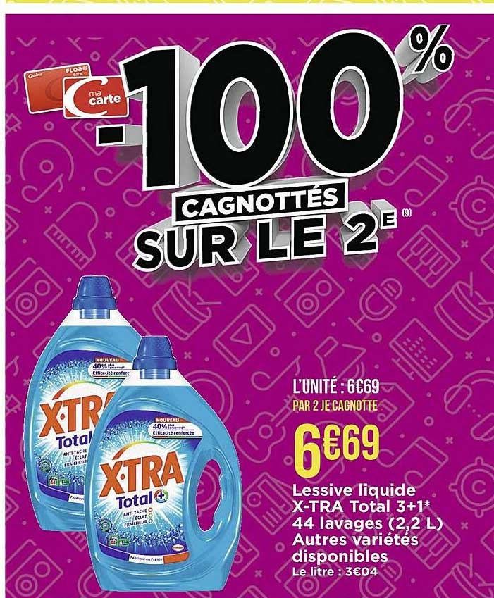 lessive liquide x-tra total 3+1 44 lavages
