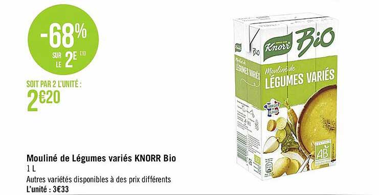 mouliné de légumes variés knorr bio