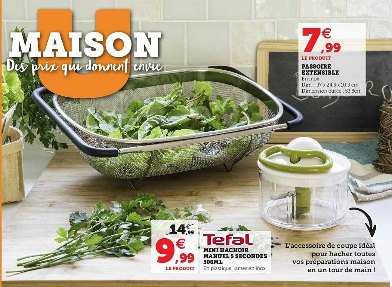 passoire extensible, mini hachoir manuel 5 secondes 500ml tefal