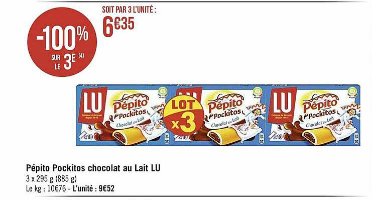 pépito pockitos chocolat au lait lu