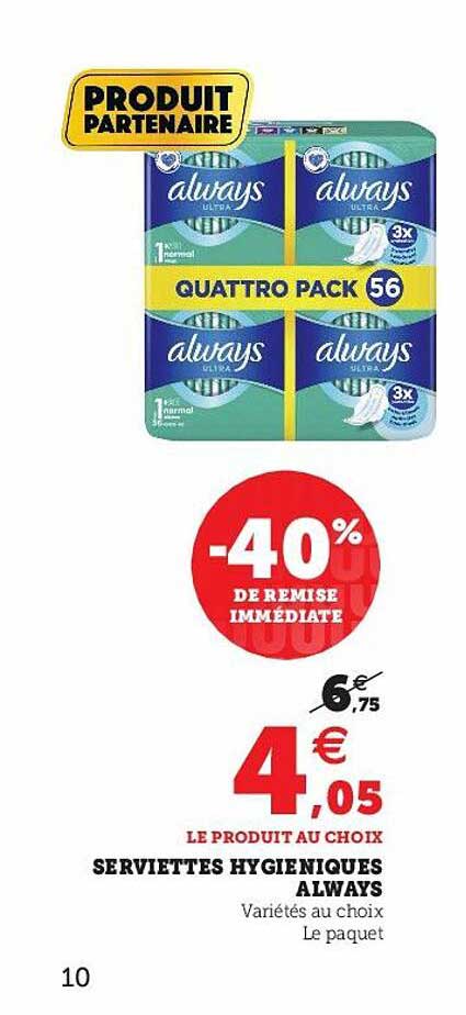 serviettes hygiéniques always