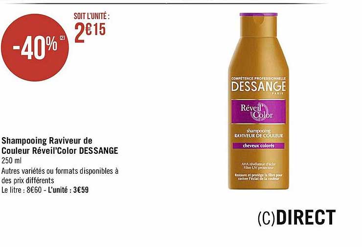 shampooing raviveur de couleur réveil'color dessange
