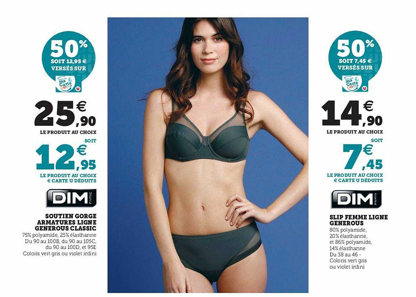soutien gorge armatures ligne generous classic, slip femme ligne generous dim