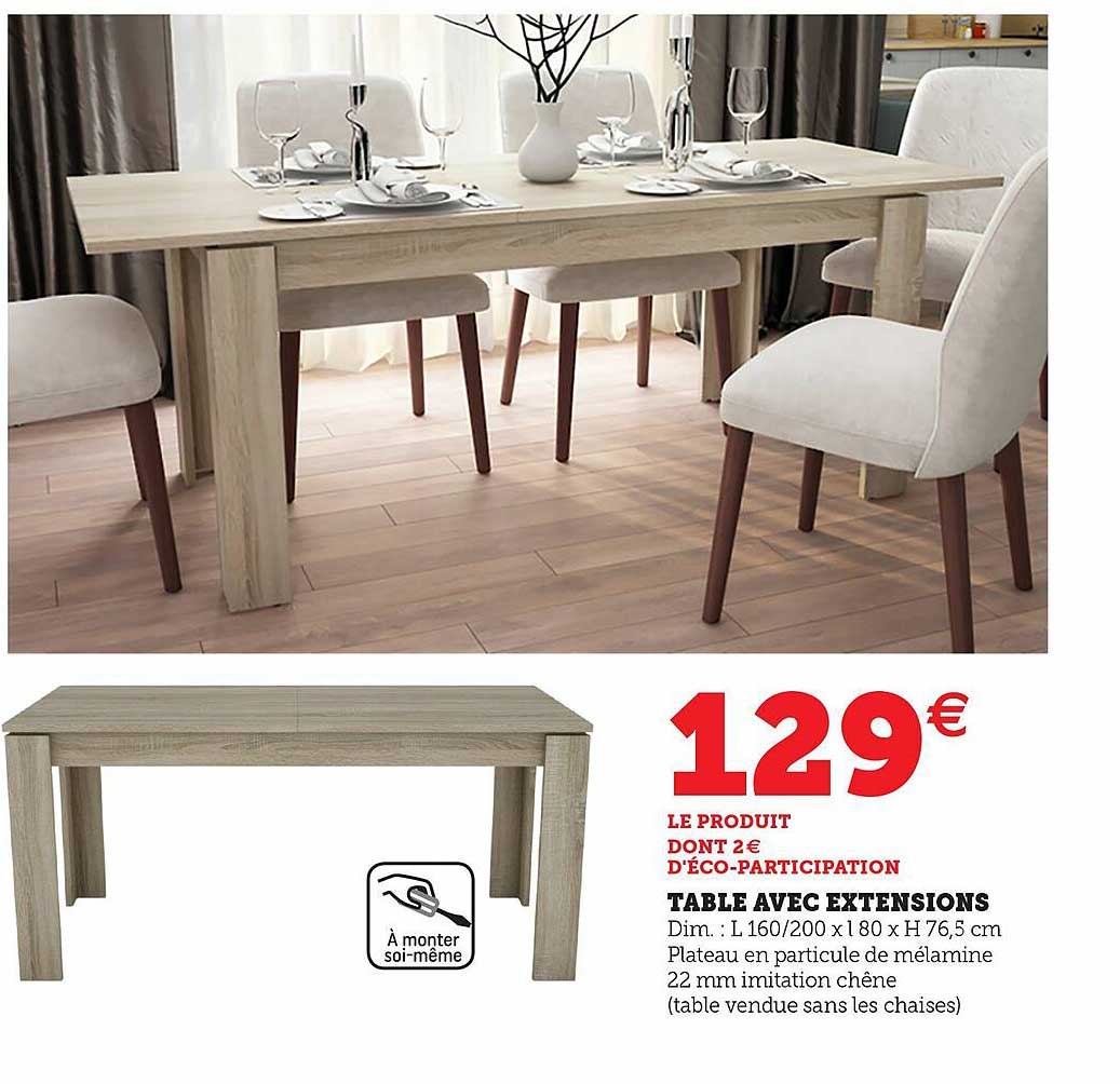 table avec extensions