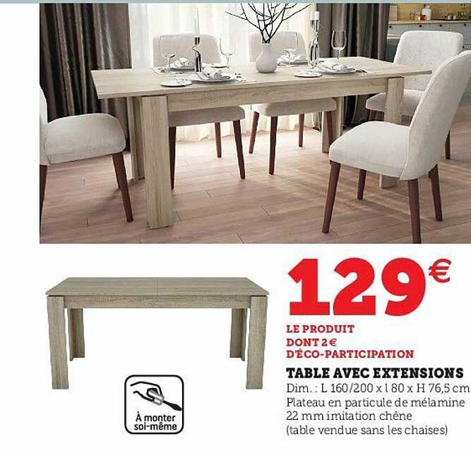 table avec extensions