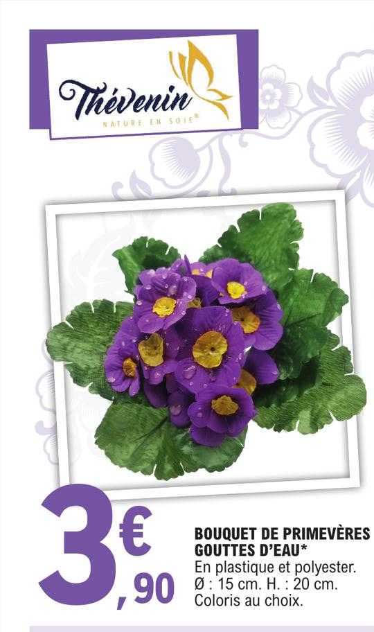 bouquet de primevères gouttes d'eau