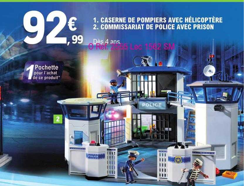 caserne de pompiers avec hélicoptère, commissariat de police avec prison