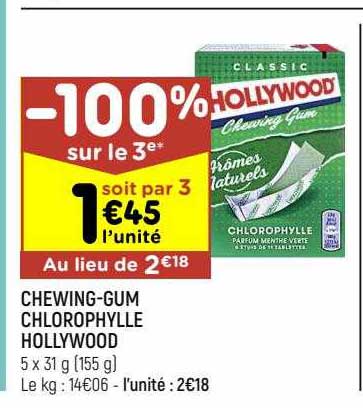chewing-gum chlorophylle hollywood