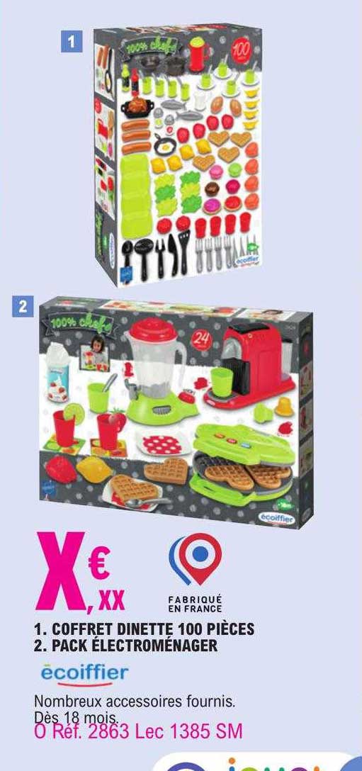 coffret dinette 100 pièces, pack électroménager écoiffier