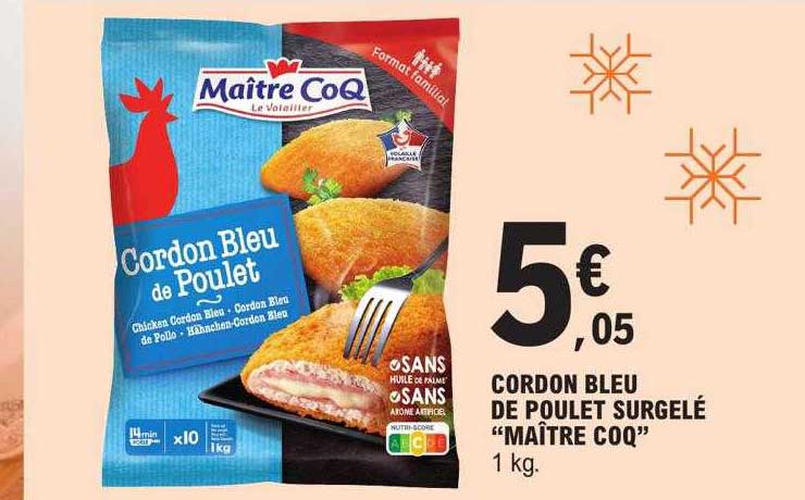 cordon bleu de poulet surgelé "maître coq"