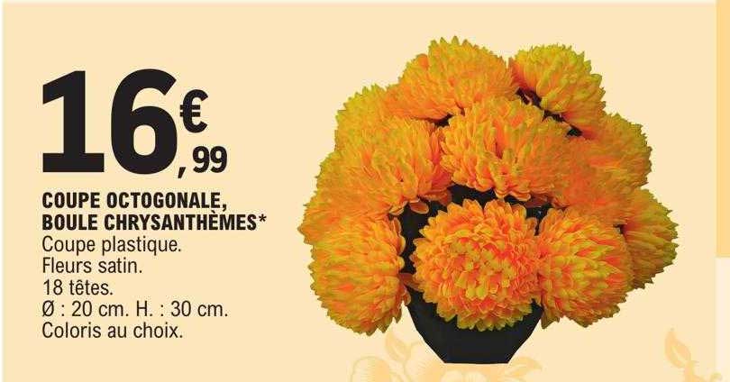 coupe octogonale, boule chrysanthèmes