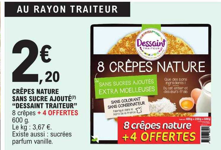 crêpes nature sans sucre ajouté "dessaint traiteur"