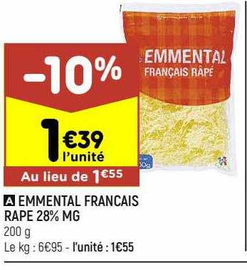 Emmental Français Râpé 28% Mg