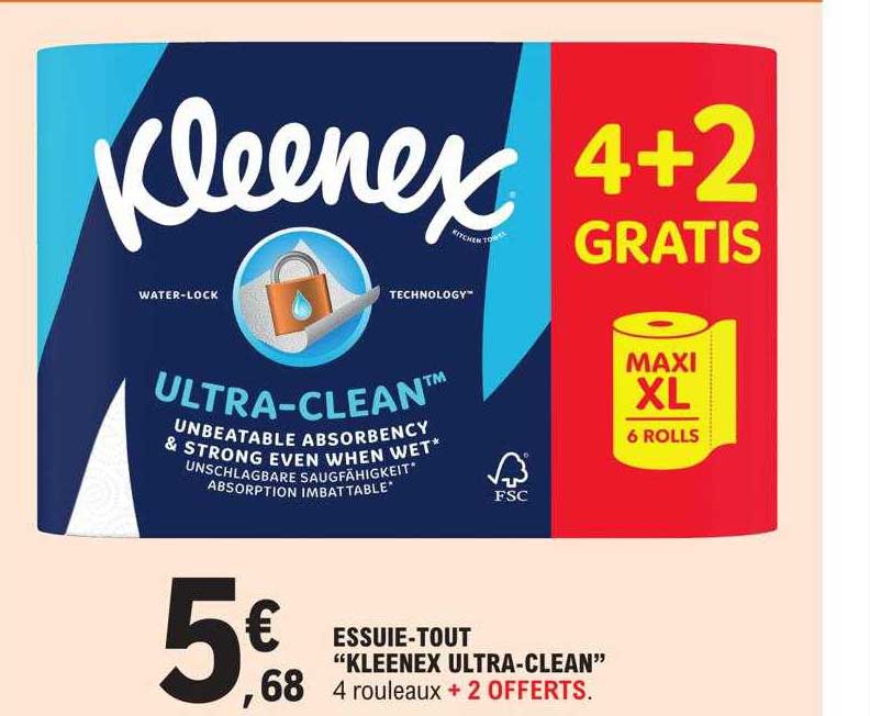 essuie-tout "kleenex ultra-clean"