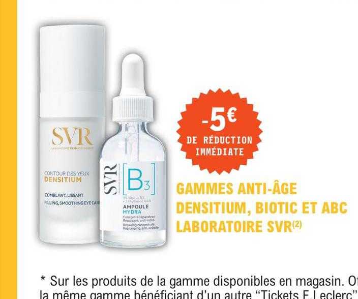 gammes anti-âge densitium, biotic et abc laboratoire svr