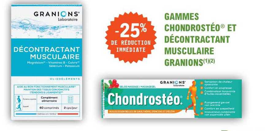 gammes chrondrostéo et décontractant musculaire granions