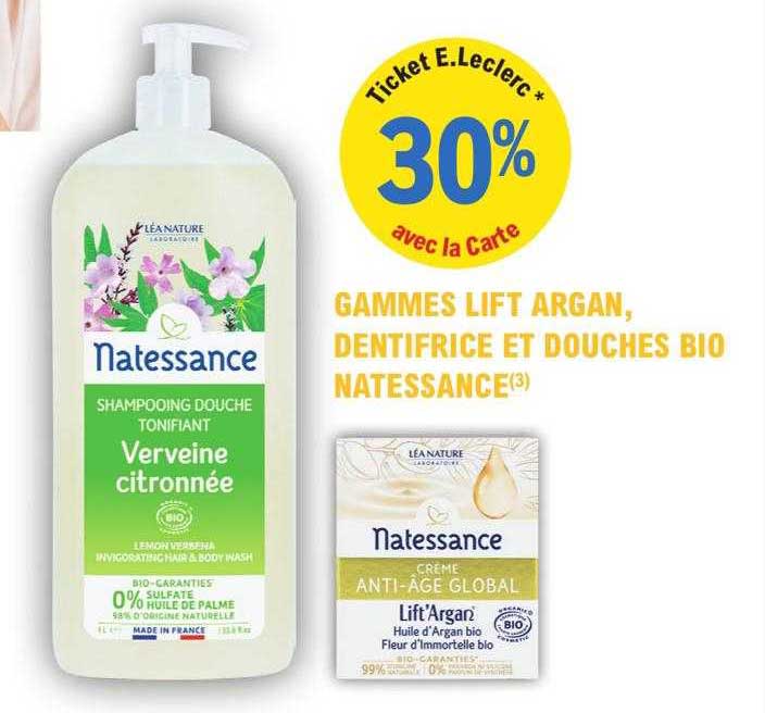 Gammes Lift Argan, Dentifrice Et Douche Bio Natessance