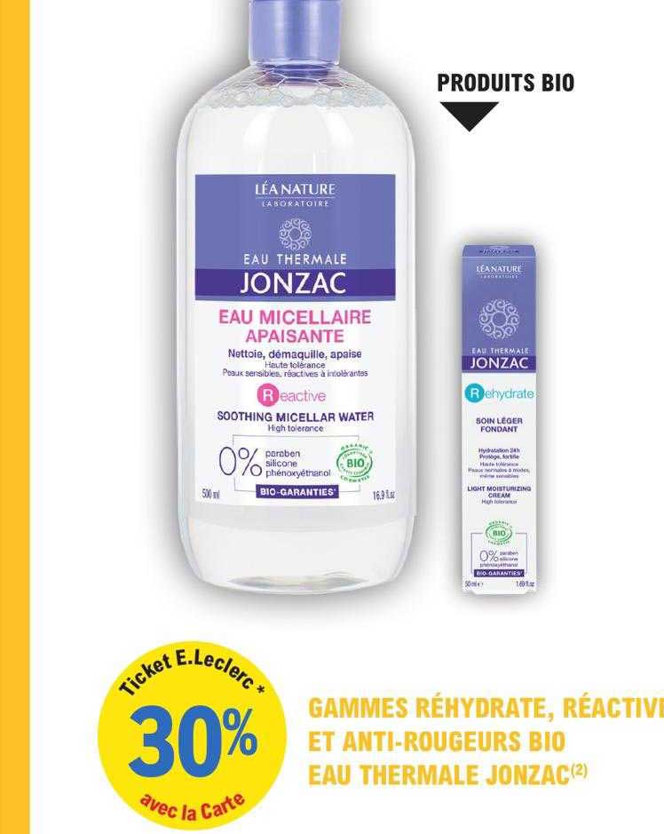 gammes réhydrate, réactive et anti-rougeurs bio eau thermale jonzac