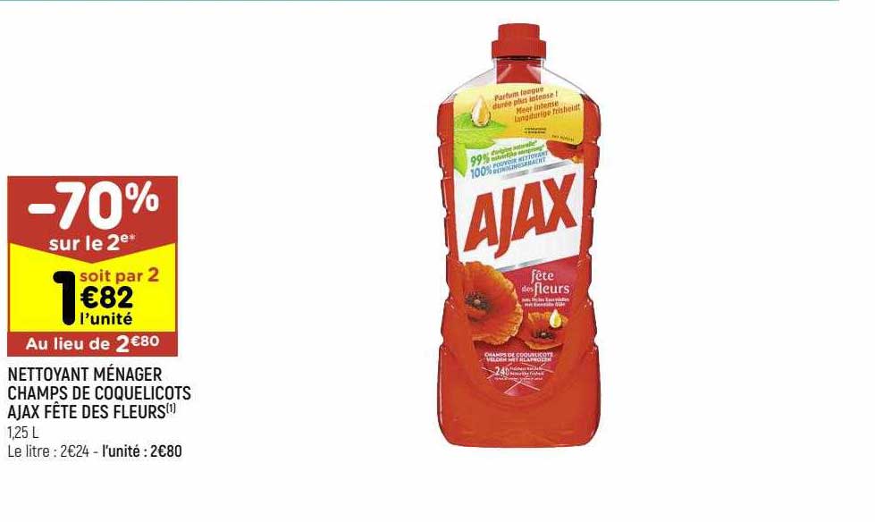 nettoyant ménager champs de coquelicots ajax fête des fleurs