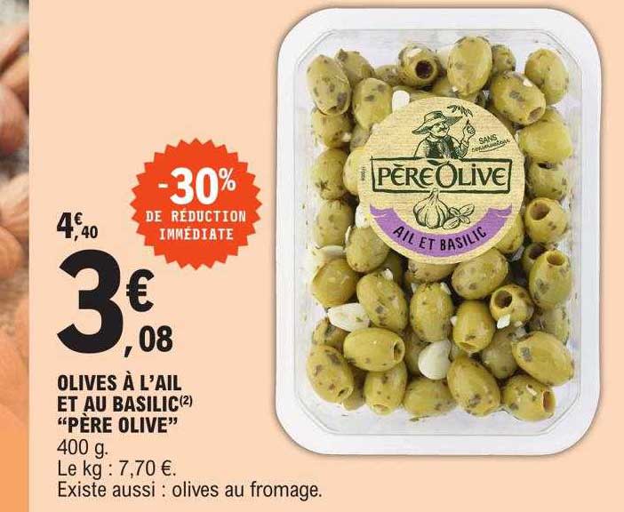 olives à l'ail et au basilic "père olive"