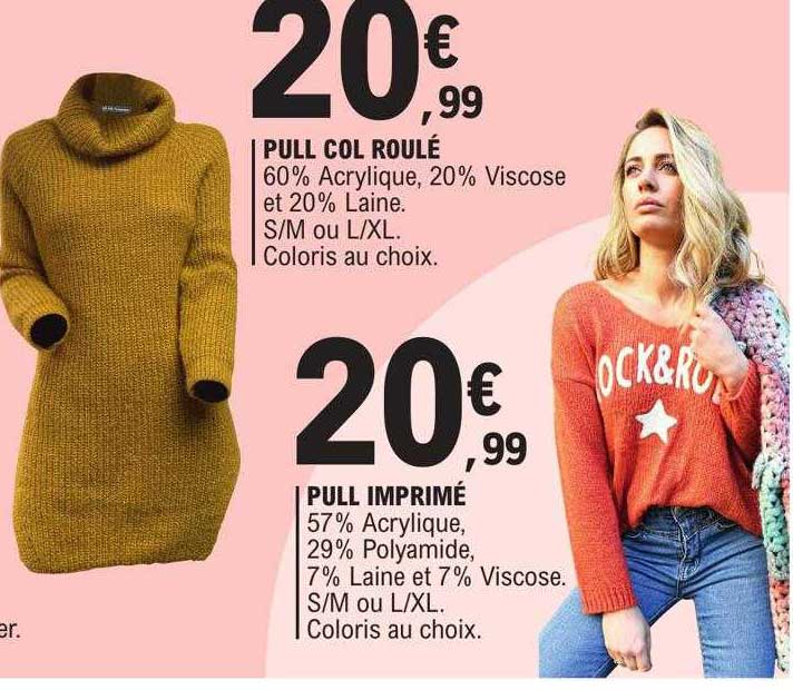 Pull Col Roulé, Pull Imprimé